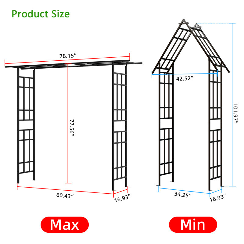 Lron Arbor With Adjustable Width In Black(42.52W''~78.15W'')
