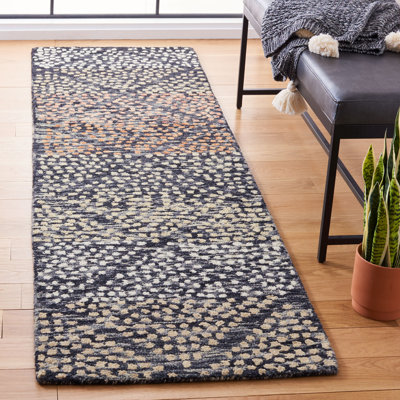Tapis bleu marine / ivoire en laine Brashear