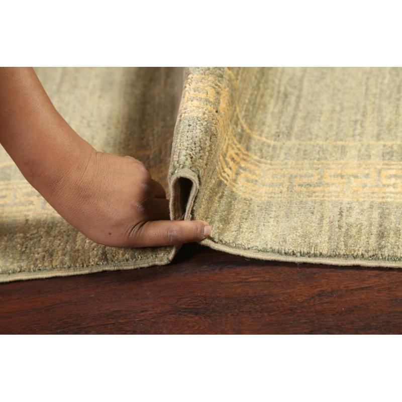 Tapis de couloir oriental vert Gabbeh Kashkoli noué à la main