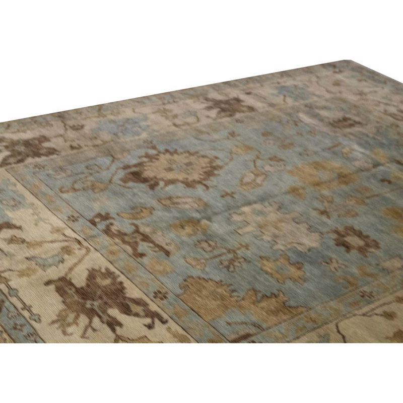Tapis gris / ivoire / brun noué à la main de haute qualité