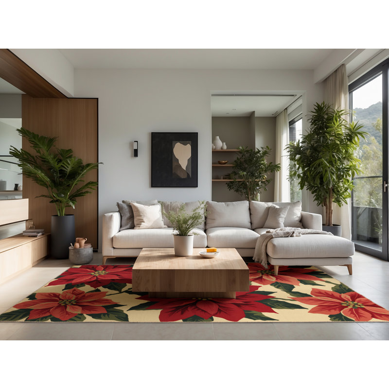 Soft Plush Fairman Christmas Modern & Contemporary Abstract Area Rug in Brown – Beige Binding, 8x10