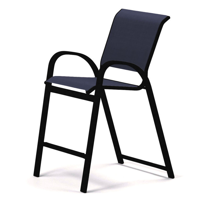 Tabouret de bar 42 po Holna, Bleu marine 13D Sunbrella®, Noir texturé