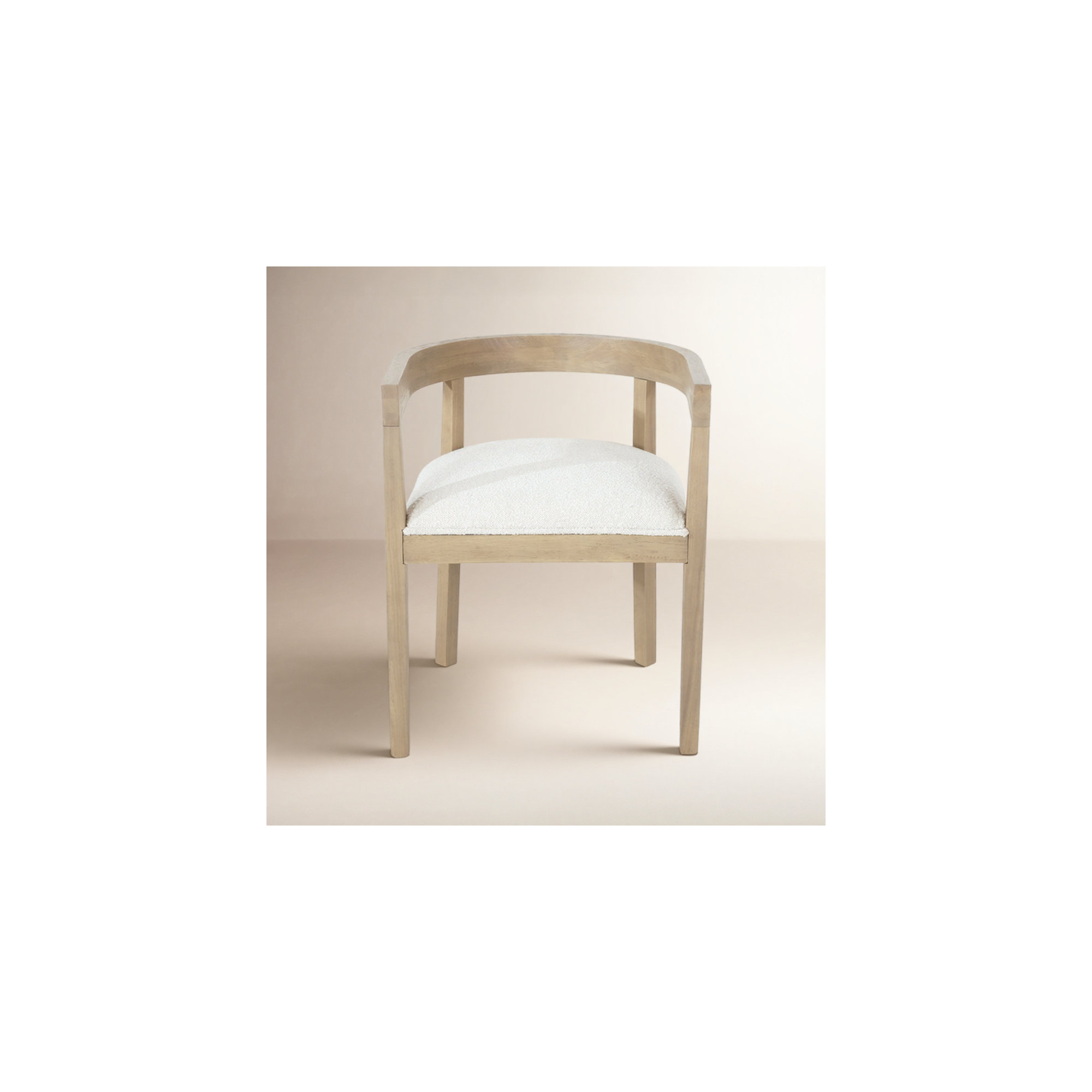 Daney Barrel Back Dining Chair, Almond Boucle, Light Ash