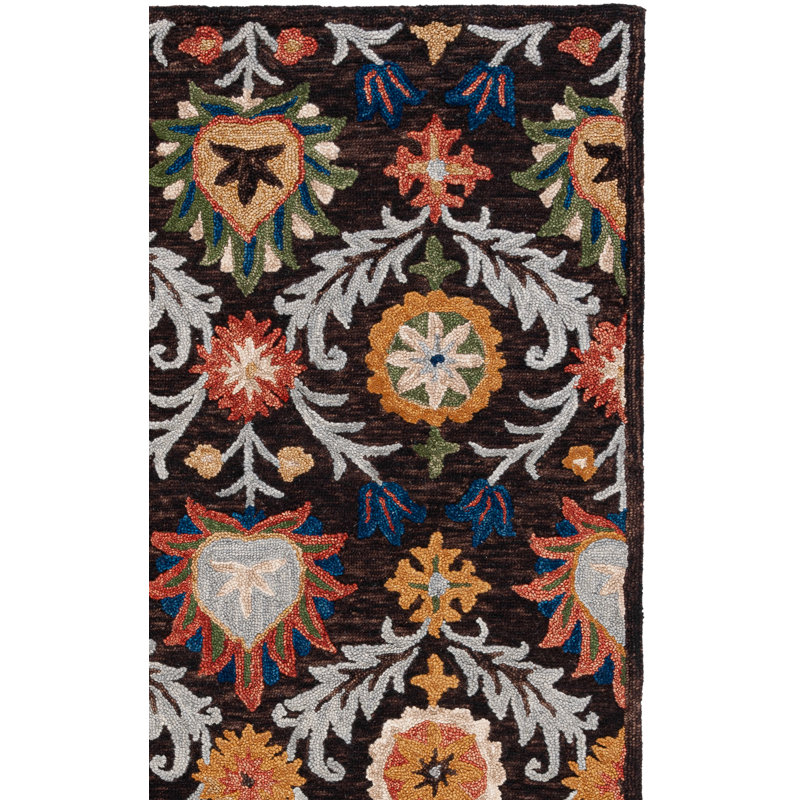 Tapis floral en laine et coton Soojin, Tapis de couloir 2 pi 3 po x 8 pi