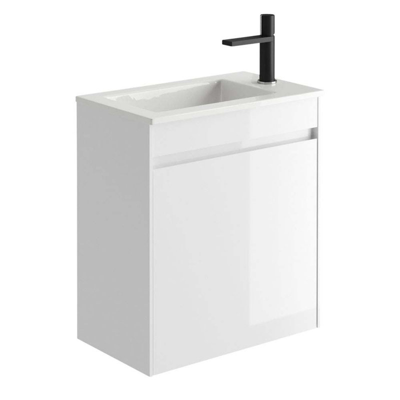Santiago 450mm Single Bathroom Vanity with Integrated Ceramic Basin, Gloss White