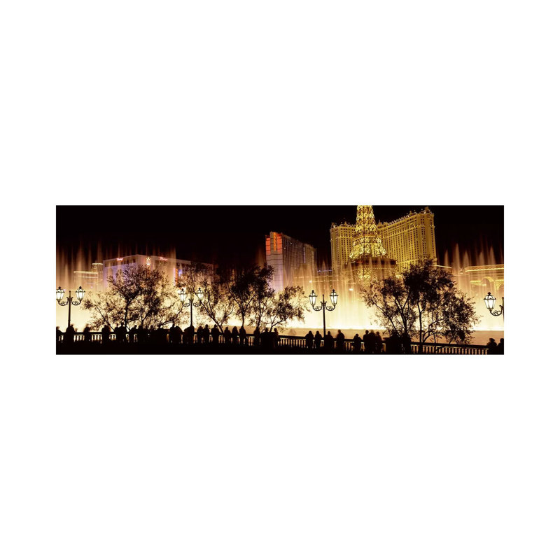 Hotels In A City Lit Up At Night, The Strip, Las Vegas, Nevada, USA #2 - Wrapped Canvas Panoramic Print