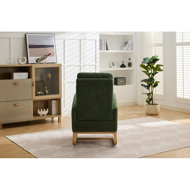 Accent Rocking Chair With Footrest, Green, Natural
