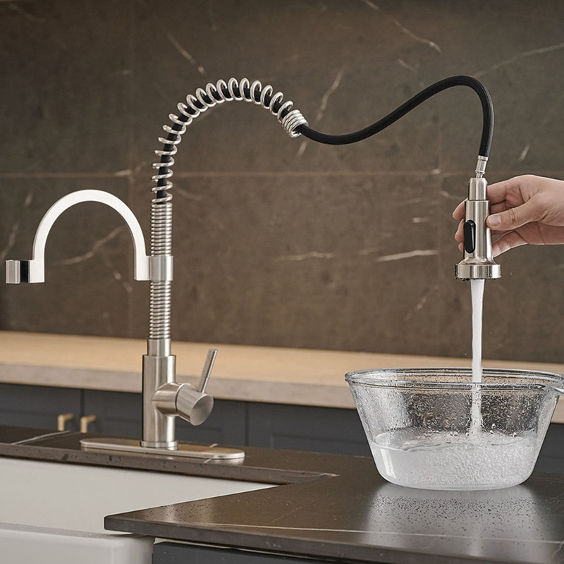 KIKO HOME Kitchen Faucet, Brushed Nickel