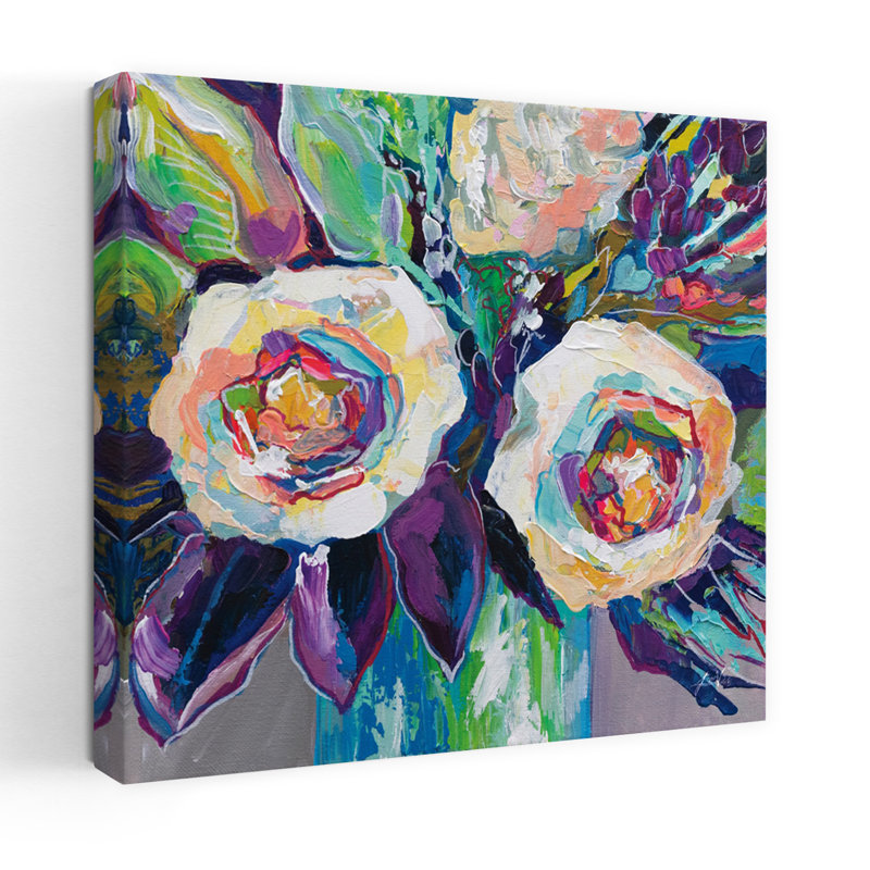 «By My Side», art floral contemporain, H 18 po x l 18 po