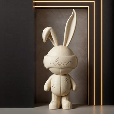Cartoon-Themed Plush Rabbit Resin Decoration Item
