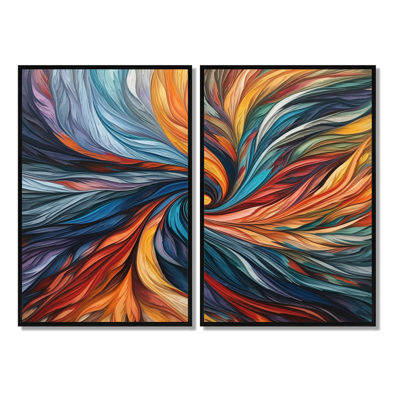 Spiral Symphony III - Abstract Spirals, impression sur toile encadrée, H 36 po x l 48 po, Impression encadrée flottante, Noir