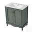 Meuble-lavabo rétro avec lavabo en céramique, boutons antiques et tablettes réglables pour un rangement élégant-2048852295