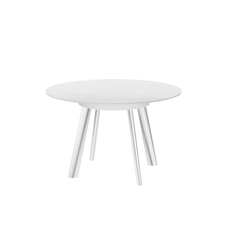 Glass Swivel Extending Dining Table, White