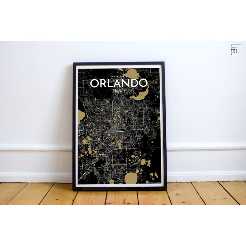 « orlando city map », reproduction d’impression sur affiche en luxe, H 17 po x l 11 po