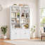 72.8" H x 47.2" W Mid-Century Modern Wood Bookcase with 4 Doors, Double Row Library Storage-651266367