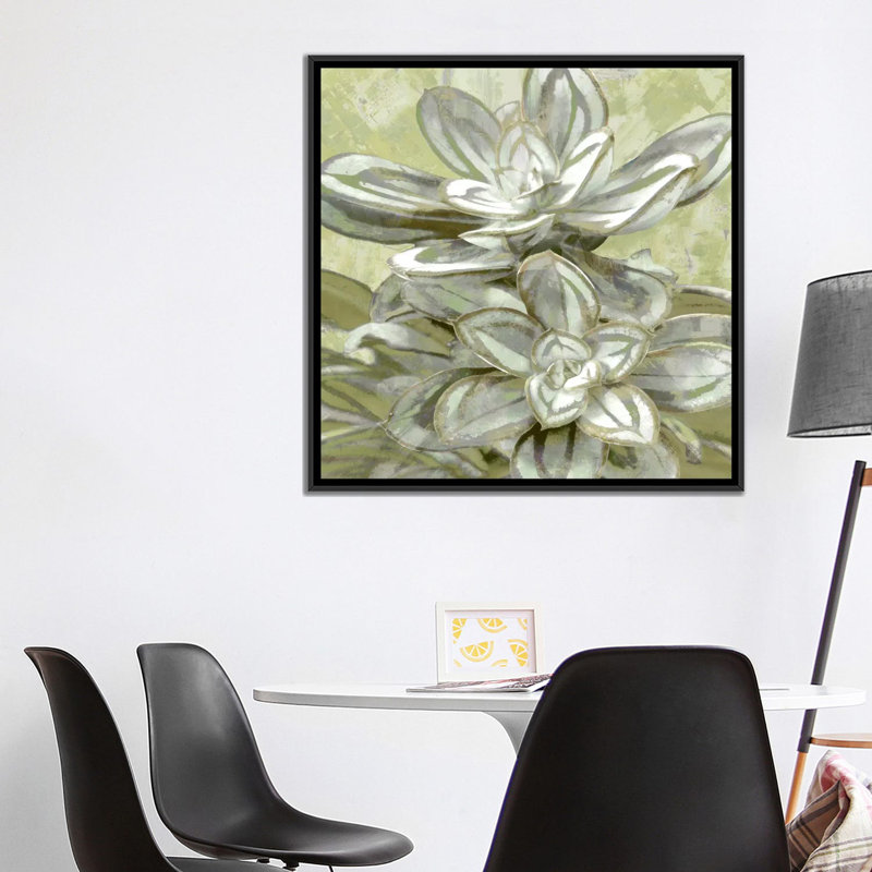 «Succulent VIII», impression sur toile, H 18 po x l 18 po x P 1,5 po, Toile avec cadre noir, Pas de tapis