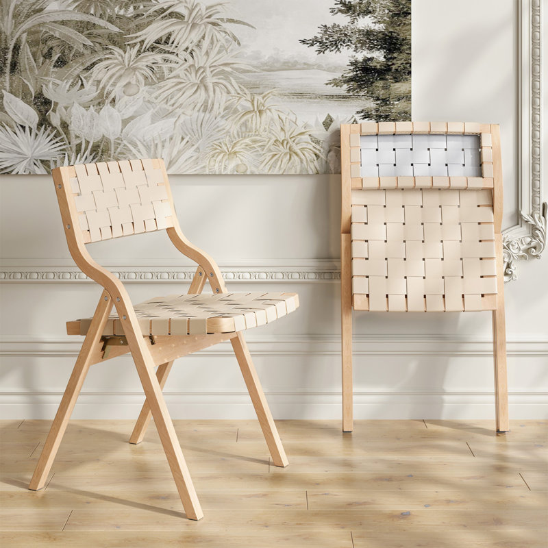 Chaises pliantes élégantes et modernes en bois, Beige, naturel