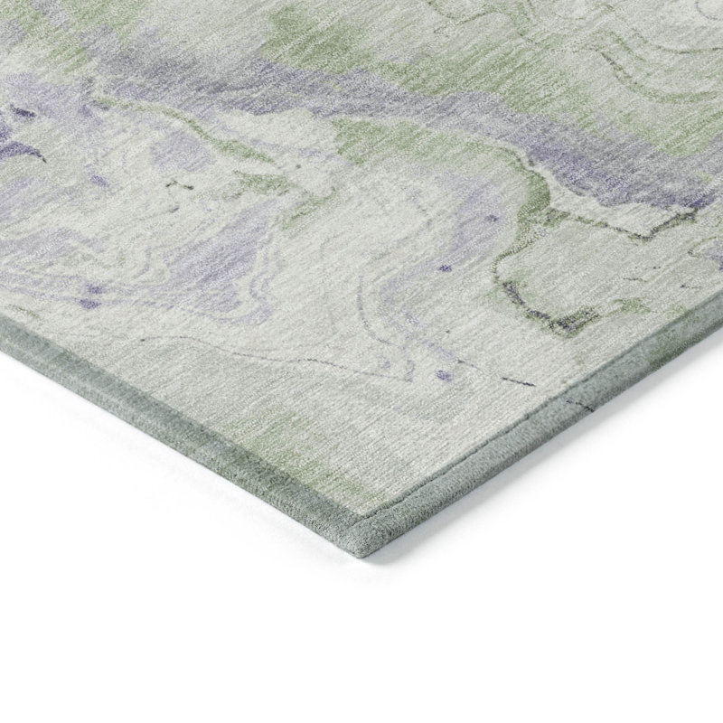Tapis lavande lavable à la machine intérieur / extérieur Xhevrie, Rectangle 1 pi 8 po x 2 pi 6 po
