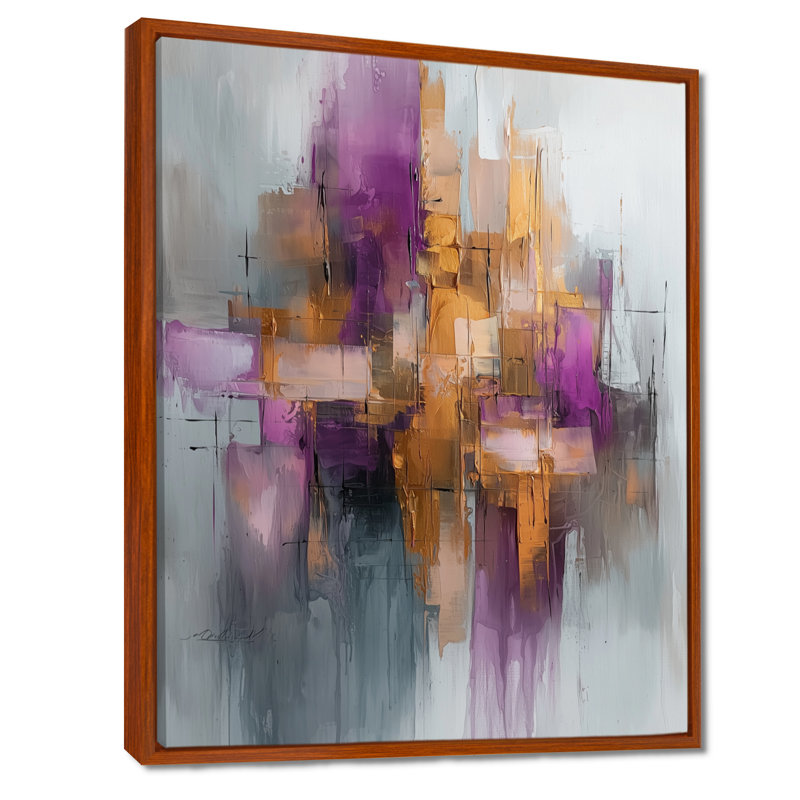 Obear liquide mauve Prismatic Maze II - encre liquide grand art mural, H 20 po x l 12 po, Reproduction avec cadre flottant