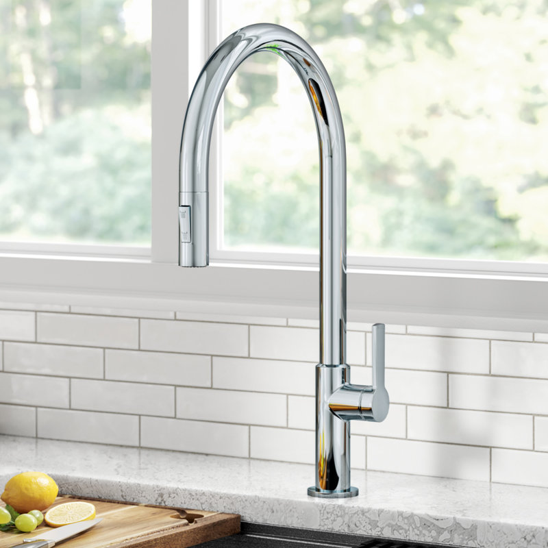 Robinet de cuisine à poignée simple Oletto, Chrome