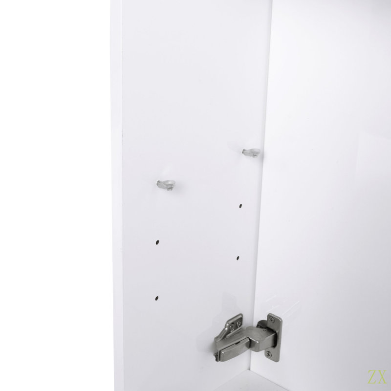 Meuble-lavabo autoportant de 23 po avec lavabo et support de rangement, portes à fermeture douce, Blanc lustré