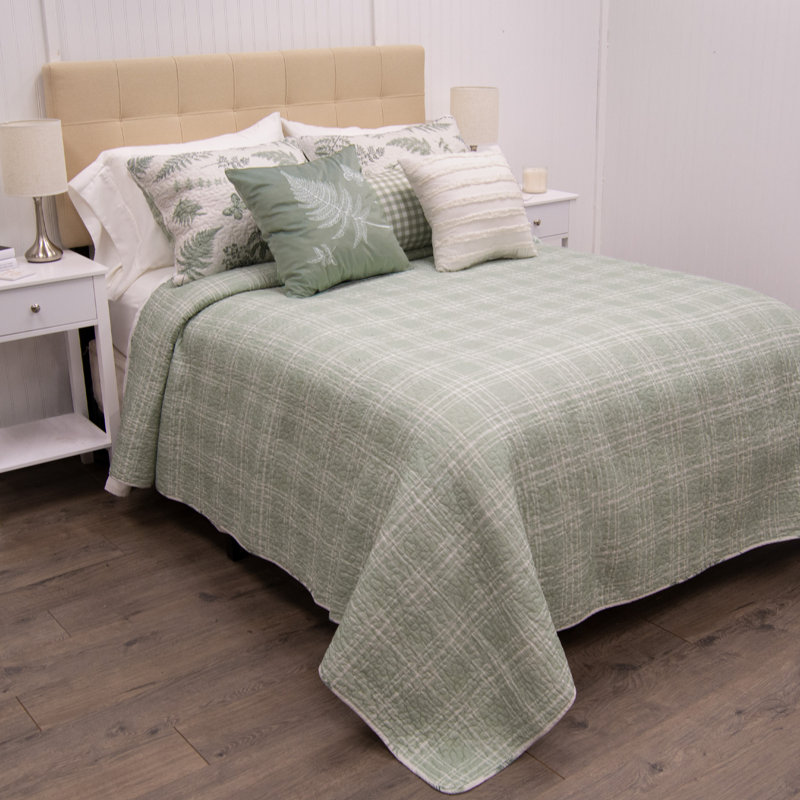 Ensemble de courtepointe en coton Mansi Botanical, Courtepointe pour grand lit + 2 taies décoratives
