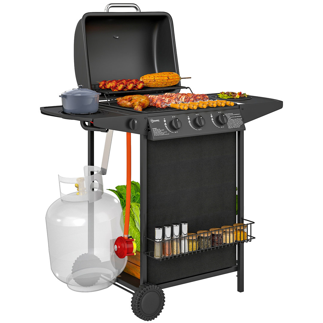 Dakota Fields 3 - Burner Freestanding Propane 32414 BTU BTU Gas Grill with Side Burner
