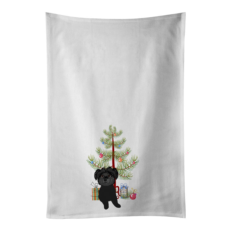 Cotton Tea Towel Kitchen Towel, Shih-Tzu Black