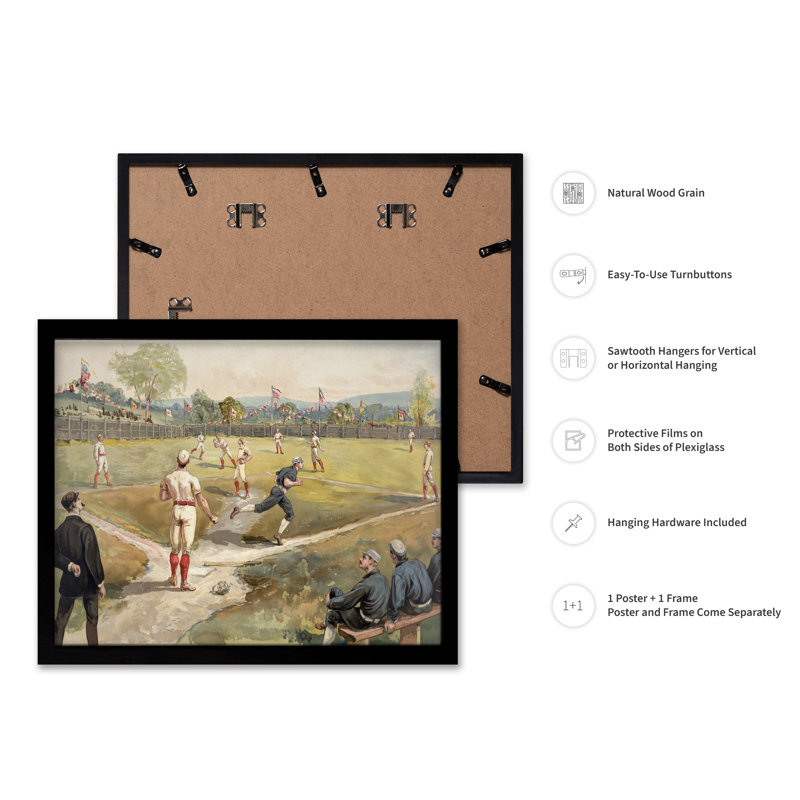 Baseball, Black Framed, Poster, 24"H x 32"W