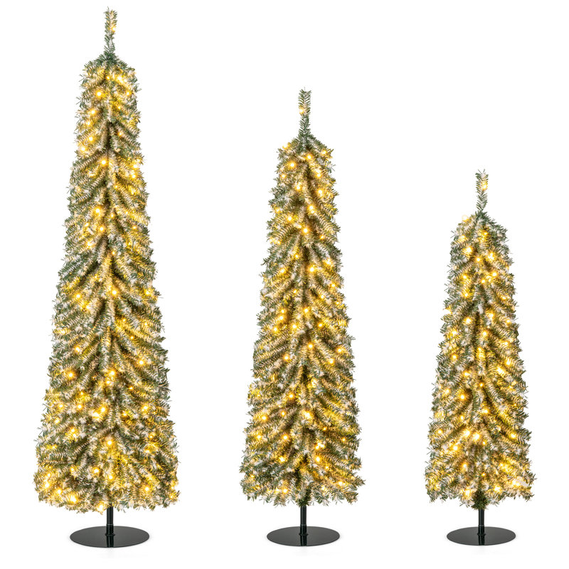 Ensemble de 3 arbres de Noël artificiels 4 pi 5 pi 6 pi avec 3 branches de neige