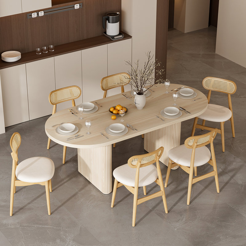 Kristalee 63"-79" Oval Extendable Dining Table,Kitchen Dining Room Dinner Pedestal Table for 4 to 6,Wood Kitchen & Dining Room Furniture