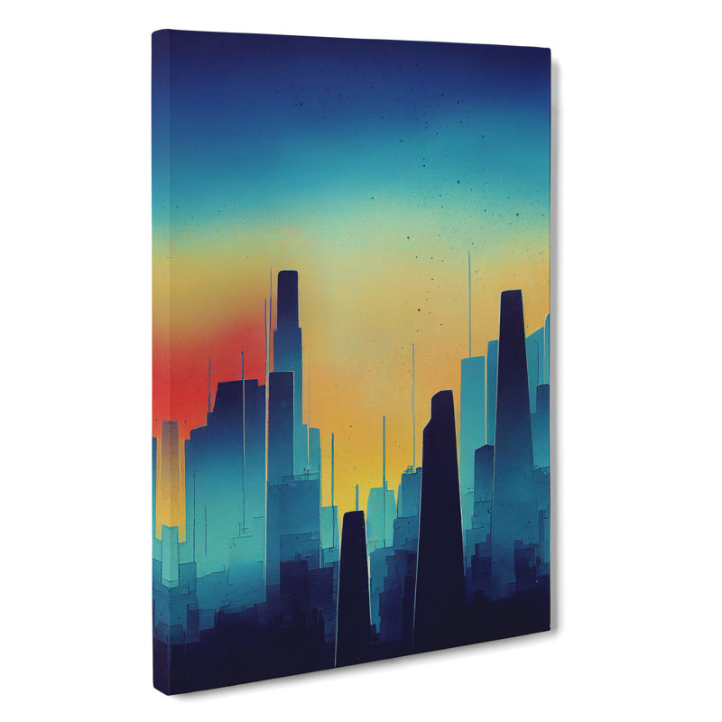 City Skyline Sunrise - Print, Wrapped Canvas, 50cm H x 35cm W x 3cm D, No Matte