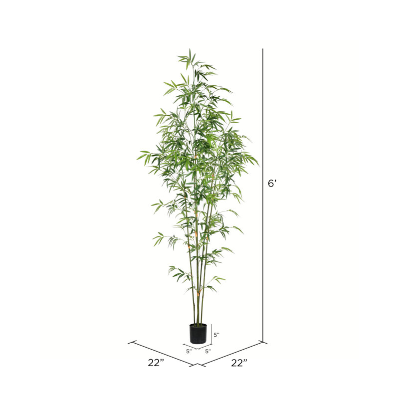 Arbre de bambou artificiel en pot, H 72 po x l 22 po x P 22 po