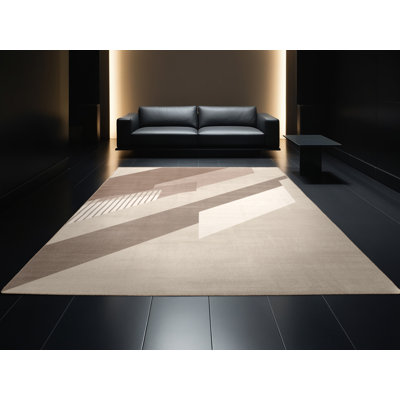 Tapis beige moelleux moelleux moderne et contemporain de couleur unie - beige
