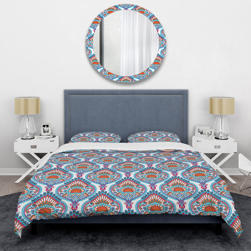 Multicolore damassé - ensemble de housse de couette abstrait - microfibre de polyester