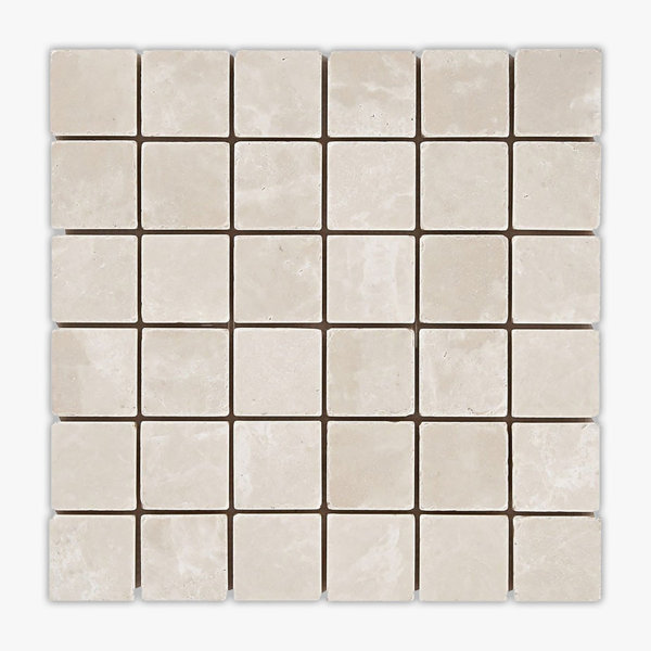 Botticino Tumbled 2x2 Square Marble Mosaic