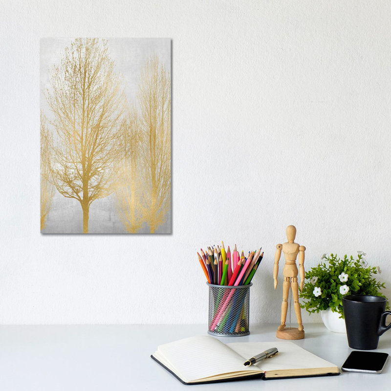 Gold Tree Panel I by Kate Bennett - Wrapped Canvas Painting, 20.32 cm H x 30.48 cm W