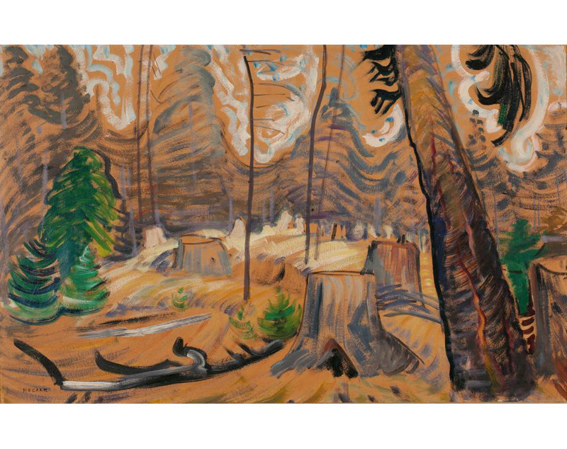 «Forest Interior» par Emily Carr - Art mural sur toile tendue avec châssis, H 24 po x l 17 po