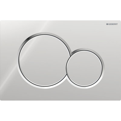 Plaque de commande Geberit Sigma01, ronde, double chasse: plaque, bouton: chrome / brillant