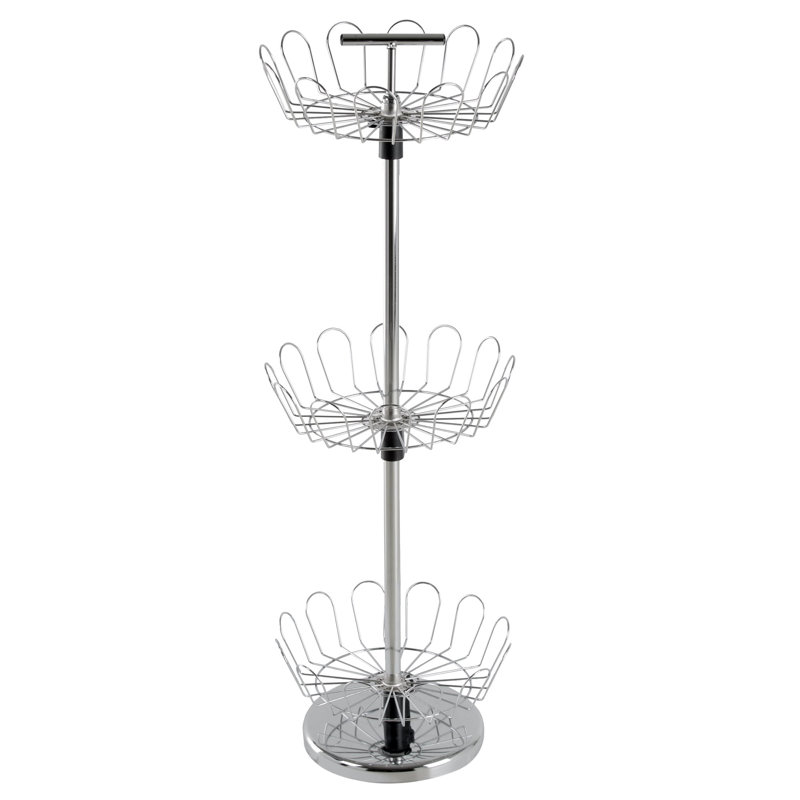 Three Tier Revolving Shoe Tree Orgainzer Rack With Chrome Finish