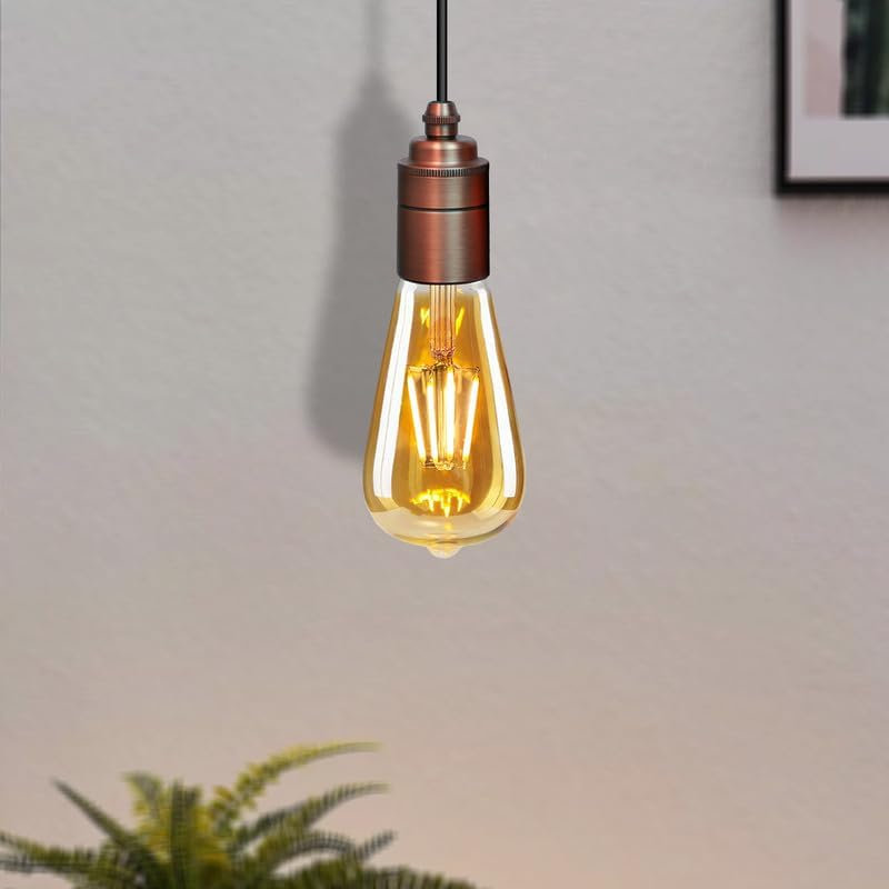 Vintage E27 Metal Ceramic Lamp Holder Bulb Socket, Edison Screw Light Bulb Socket Adapter for DIY Ceiling and Pendant Lighting
