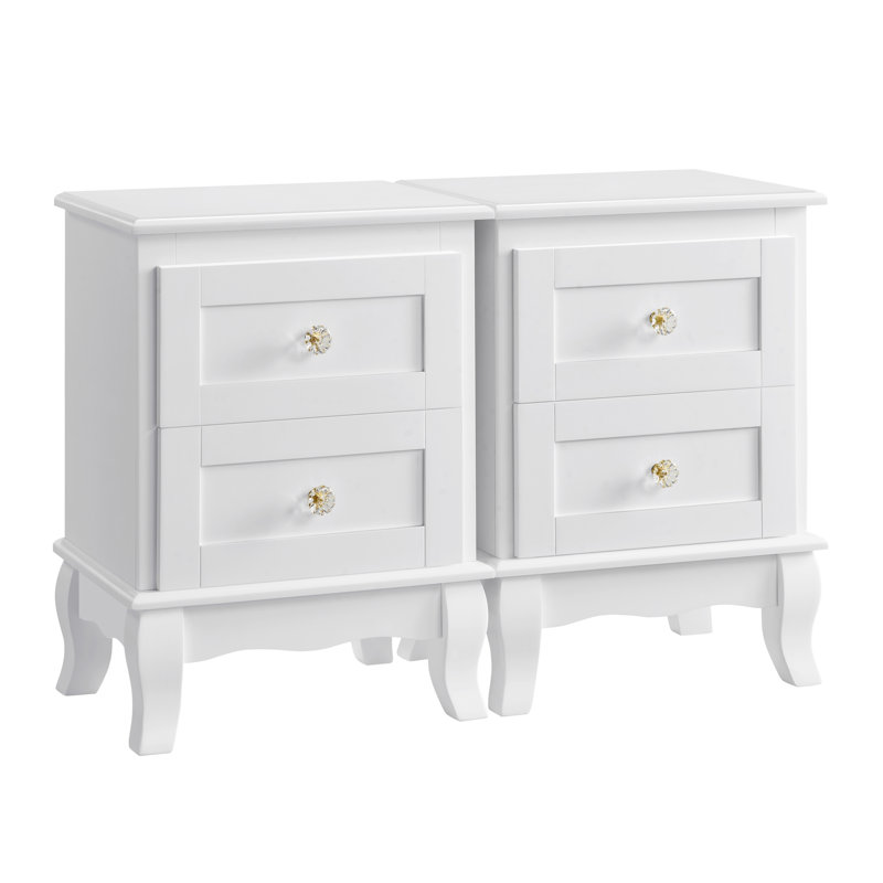 Yarmouth 2 Drawer Bedside Table, White