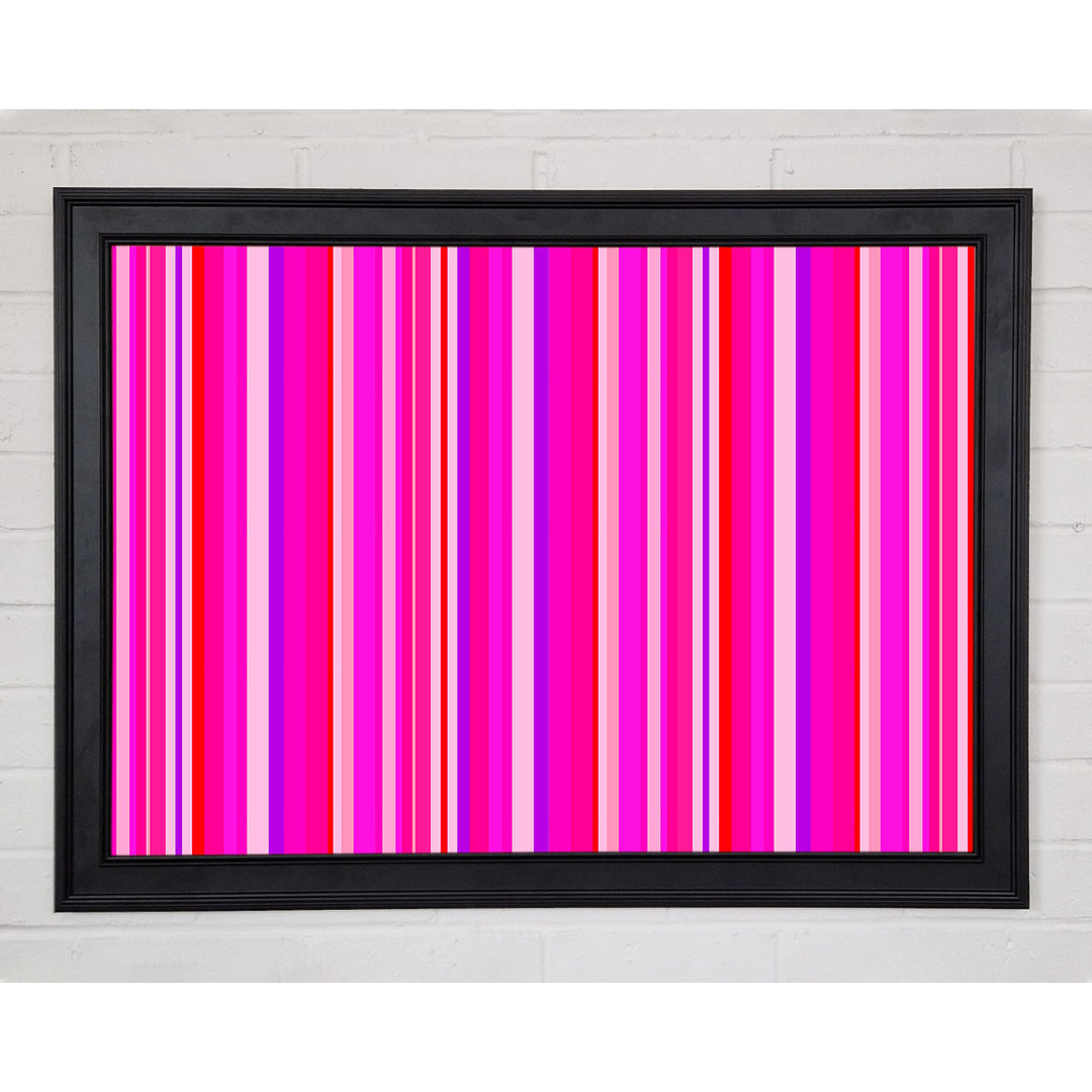 Retro Stripes Pink Gerahmter Druck