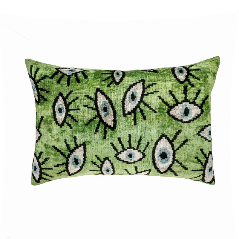  Housse de coussin en soie Ikat, Vert
