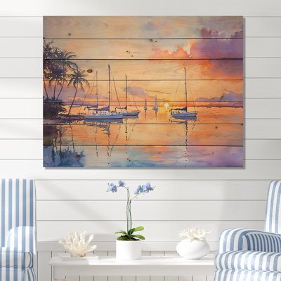 Key West Florida Dream voilier Horizon II - bateau à voile en bois, décoration murale sur bois de pin naturel