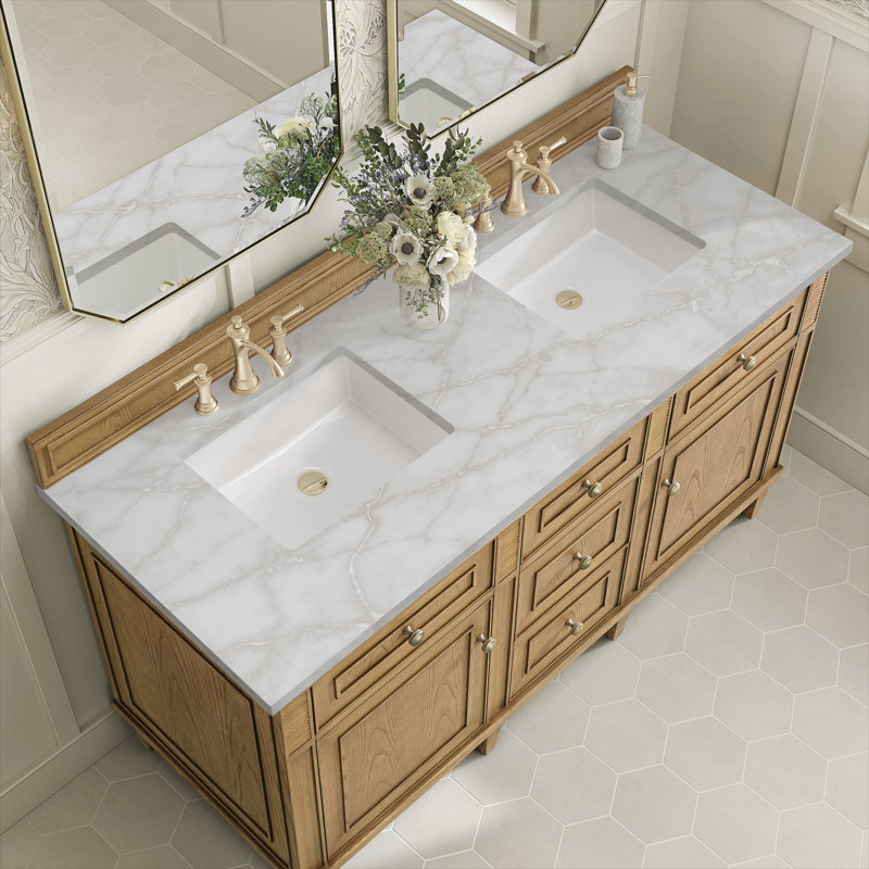 Lorelai 60'' W Double Vanity, Whitewashed Oak, Tajnar Eclos