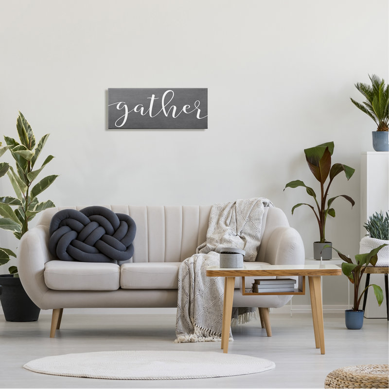 Gray and White Rustic Wood Gather Sign Wall Art