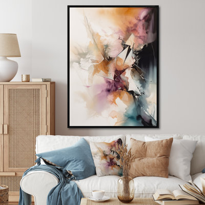 Orange marbré, aquarelle I - art mural abstrait sur toile
