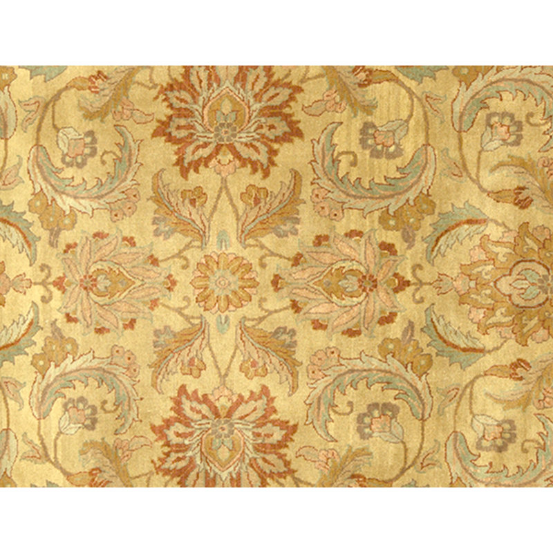 Tapis crème et doré de haute qualité noué à la main
