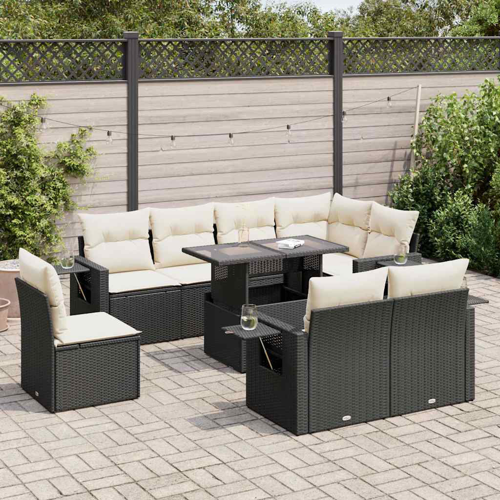 Vidaxl 9-Tlg. Garten-Sofagarnitur Mit Kissen Grau Poly Rattan